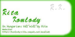 rita komlody business card